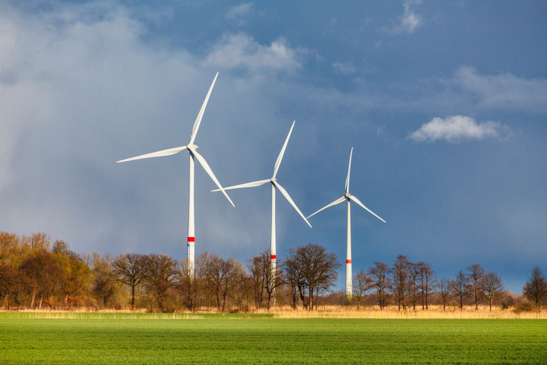 Wind turbines representing energy investment themes