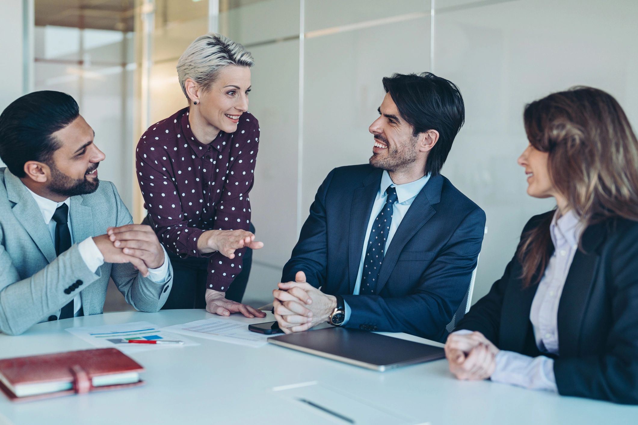 Business leader speaking during a team meeting